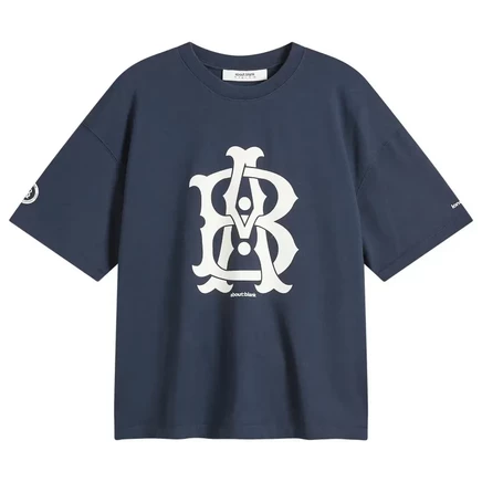 Мужская футболка about:blank Varsity, тёмно-синий и экрю
