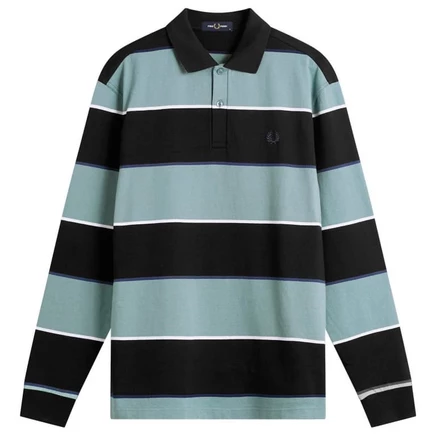 Мужская рубашка-поло Fred Perry Heavyweight в полоску, черная