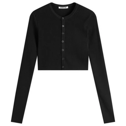 Кардиган Auralee Cotton Rib Knit, черный