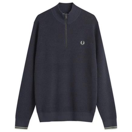 Мужской джемпер Fred Perry Waffle на молнии, тёмно-синий