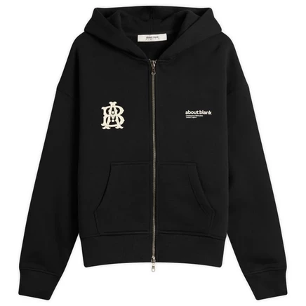 Мужская худи about:blank Dual Logo на молнии, черная и экрю
