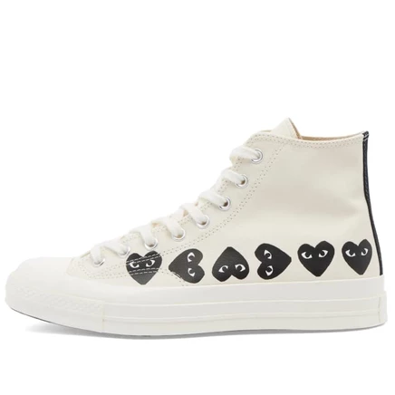 Мужские высокие кеды Comme des Garçons Play x Converse Multi Heart, бежевые
