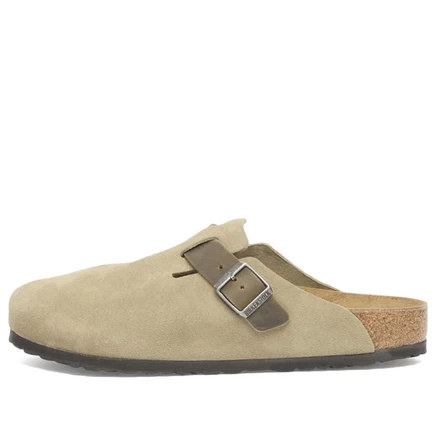Мужские сабо Birkenstock Boston замшево-кожаные, хаки