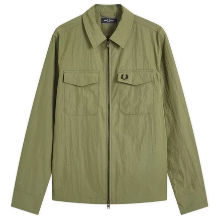 Мужская рубашка-овершейт Fred Perry Zip Through, зелёная