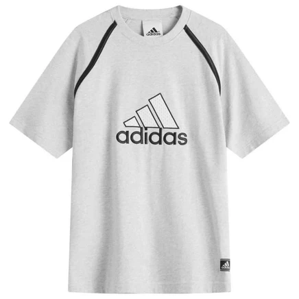 Спортивная футболка со значком Adidas light grey heather