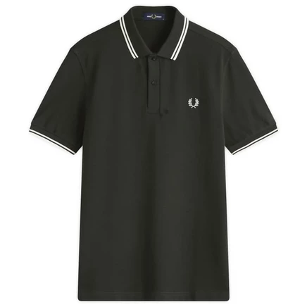 Мужское поло Fred Perry Twin Tipped, тёмно-зелёное/белое