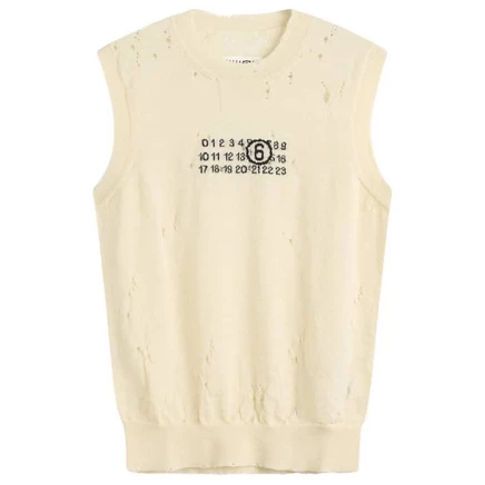 Мужской вязаный жилет MM6 Maison Margiela, молочный