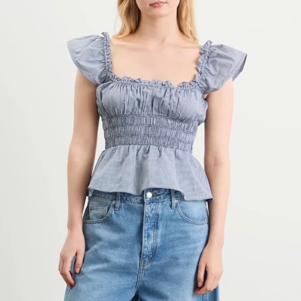 Женский топ Faithfull The Brand Janne, синий в клетку