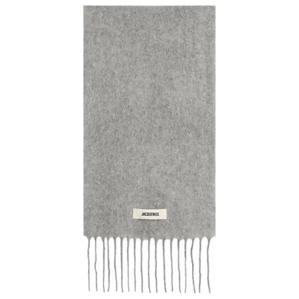 Мужской шарф Jacquemus Mohair Alpaca с логотипом, серый