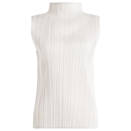 Плиссированный топ с высоким воротом Pleasure Issey Miyake в складку light grey