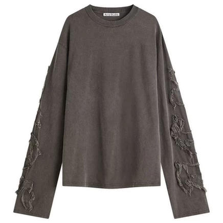 Футболка с длинным рукавом и логотипом Acne Studios с аппликацией faded black