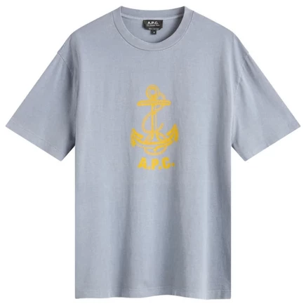 Футболка с принтом якоря A.P.C. Davy blue grey