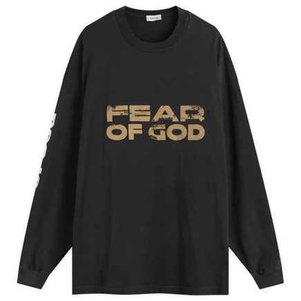 Мужская футболка Fear of God Relaxed с длинным рукавом, черная