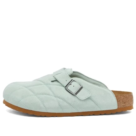 Мужские сабо Birkenstock Boston Quilted, аква-замша