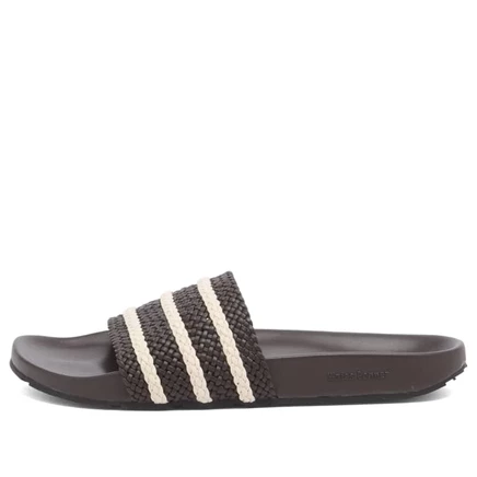 Мужские слайды Adidas Adilette x Wales Bonner, темно‑коричневые и белые
