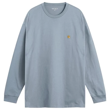 Мужская футболка Carhartt WIP Chase с длинным рукавом, сине-золотая