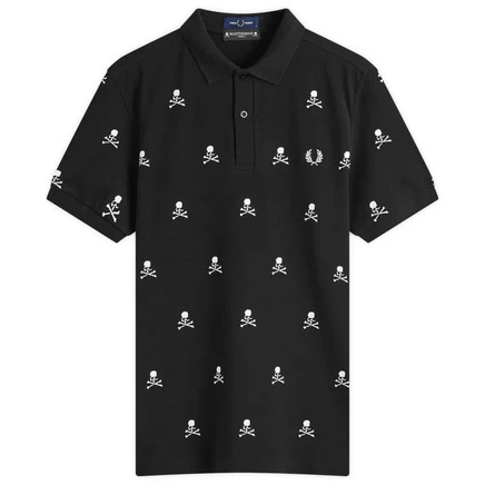 Мужское поло Fred Perry x Mastermind с черепами, чёрное