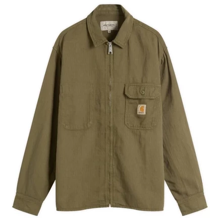 Мужская рубашечная куртка Carhartt WIP Rainer на молнии, темно-зеленая