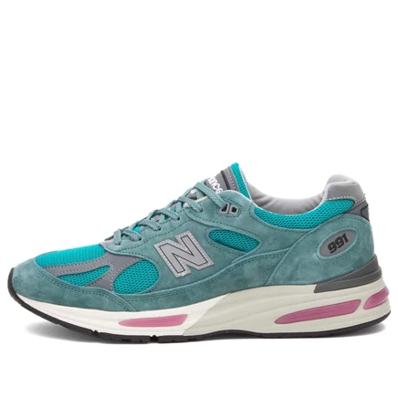 Мужские кроссовки New Balance 991v2, зелено-серые
