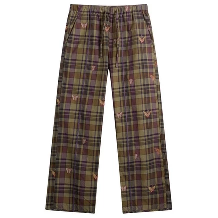 Мужские брюки Needles Madras Plaid с вышивкой, коричневые