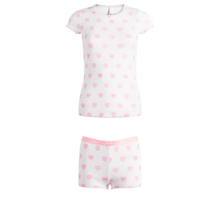 Женский комплект для сна Skims Pointelle, топ и шорты, snow lace hearts