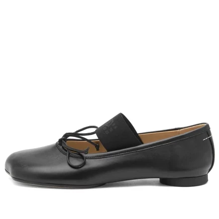 Женские балетки MM6 Maison Margiela кожаные, черные