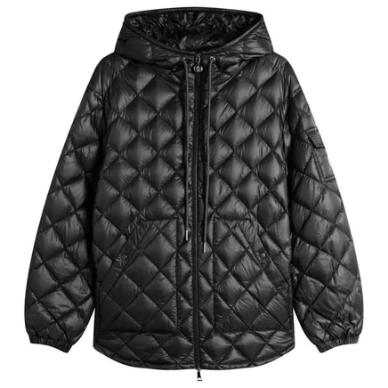 Блестящая стеганая верхняя рубашка с капюшоном Moncler black
