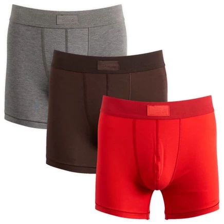 Мужские боксер‑брифы Skims Cotton 3″, набор 3 шт, рубиновый/эспрессо/мульти