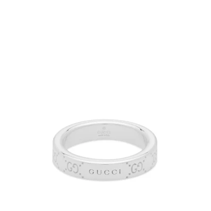Мужское кольцо Gucci Signature GG 4 мм, серебристое