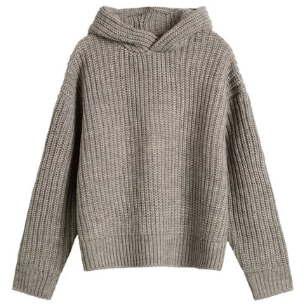 Мужское худи Mki Chunky Rib Knit, серое меланж