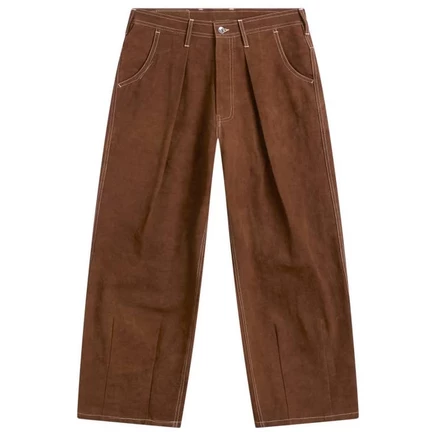 История mfg. Коричневые брюки из парусины с пышными рукавами brown wonky-wear