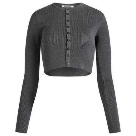 Женский кардиган Auralee Wool Rib, угольно-серый