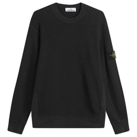 Толстовка с круглым вырезом и вафлями Stone Island Waffle black