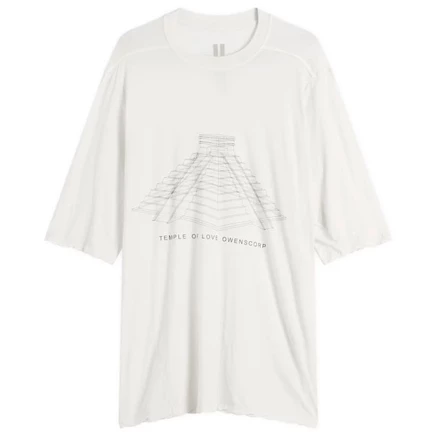 Гигантская футболка Rick Owens Temple of Love с молочным принтом/черный
