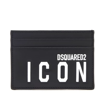 Картхолдер Dsquared2 Icon из кожи, черно-белый