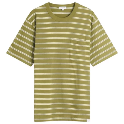Футболка с карманом в полоску от Norse Projects Holger Sailor moss green