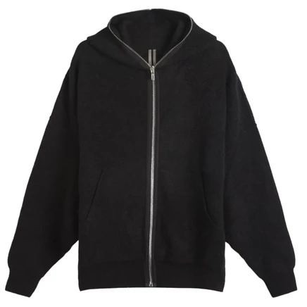 Мужское худи Rick Owens Alpaca Gimp на молнии, черное