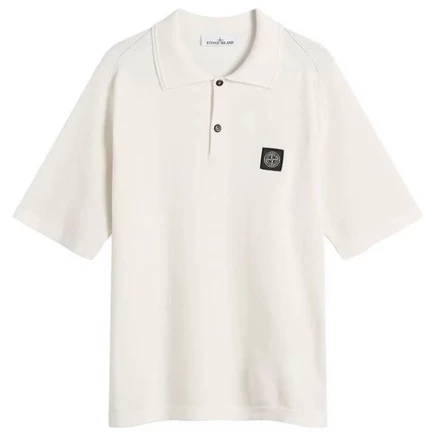 Мужское поло Stone Island Micro Stitch вязаное, айвори