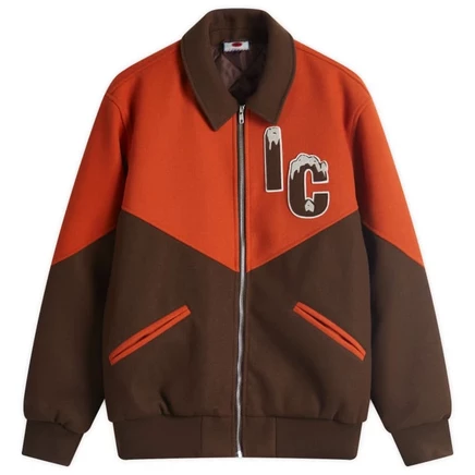 Мужской бомбер Icecream Panelled Varsity Jacket, коричнево-оранжевый