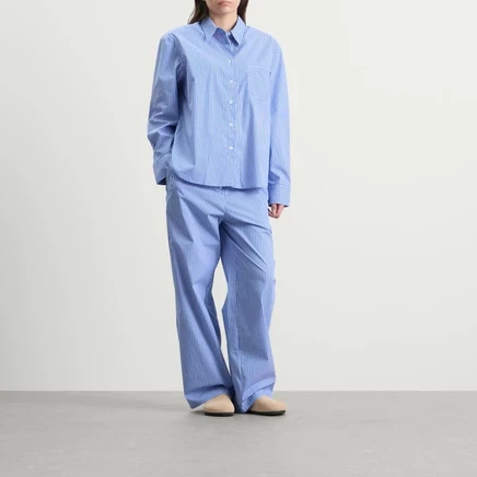 Женская рубашка Good American Poplin, сине-белая