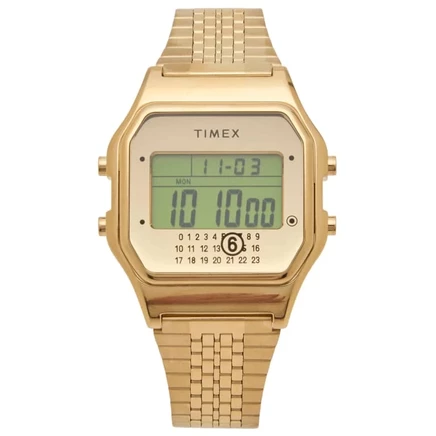 Золотые часы и браслет Timex x MM6 T80