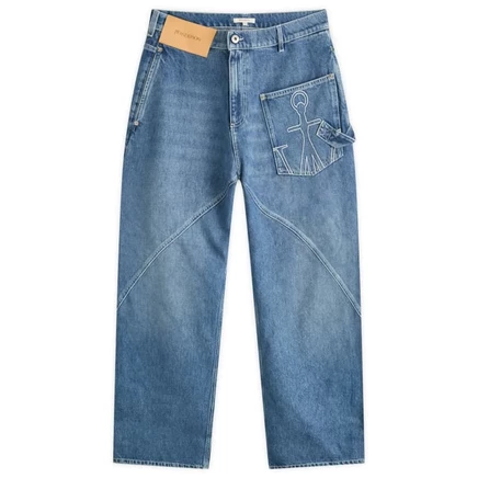 Мужские джинсы JW Anderson Twisted Workwear, светло-голубые