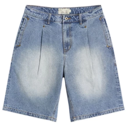Джинсовые шорты в складку по десять центов blue washed