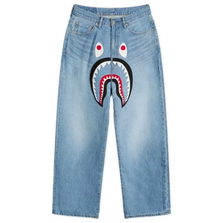 Мужские джинсы A Bathing Ape Shark loose fit 370 г, индиго