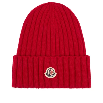 Мужская шапка Moncler бини из акрила, бордовая
