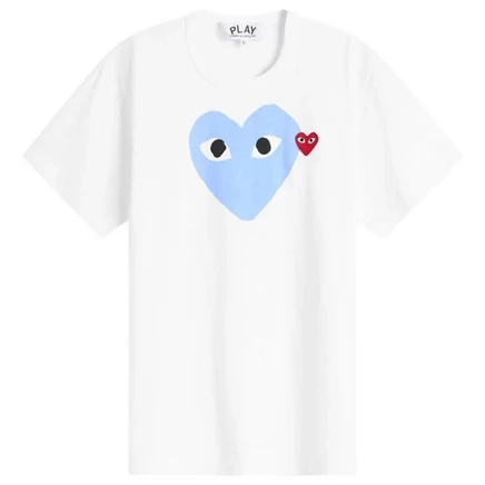 Мужская футболка COMME des GARONS PLAY Colour Heart, бело-синяя