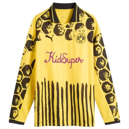 Домашняя футболка Puma x Kidsuper BVB Dortmund с длинным рукавом в стиле ретро faster yellow & puma black