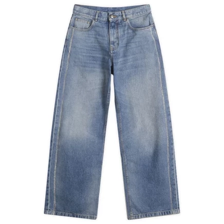 Мужские джинсы Palm Angels Curved Logo Loose, голубые