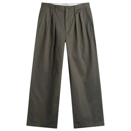 Мужские брюки Beams New Wide Pleated Chino, угольные