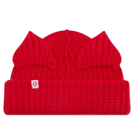 Шапка-бини Charles Jeffrey Mohair Chunky Ears, красная